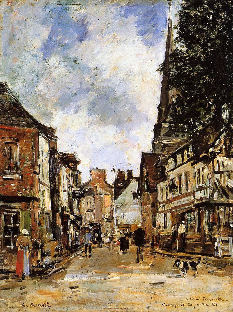 Fervaques, a Village Street by Eugene Boudin — Oil Painting Reproduction