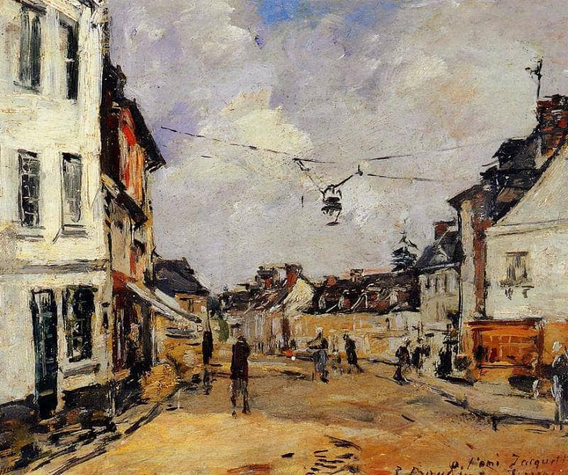 Fervaques, the Main Street by Eugene Boudin — Oil Painting Reproduction