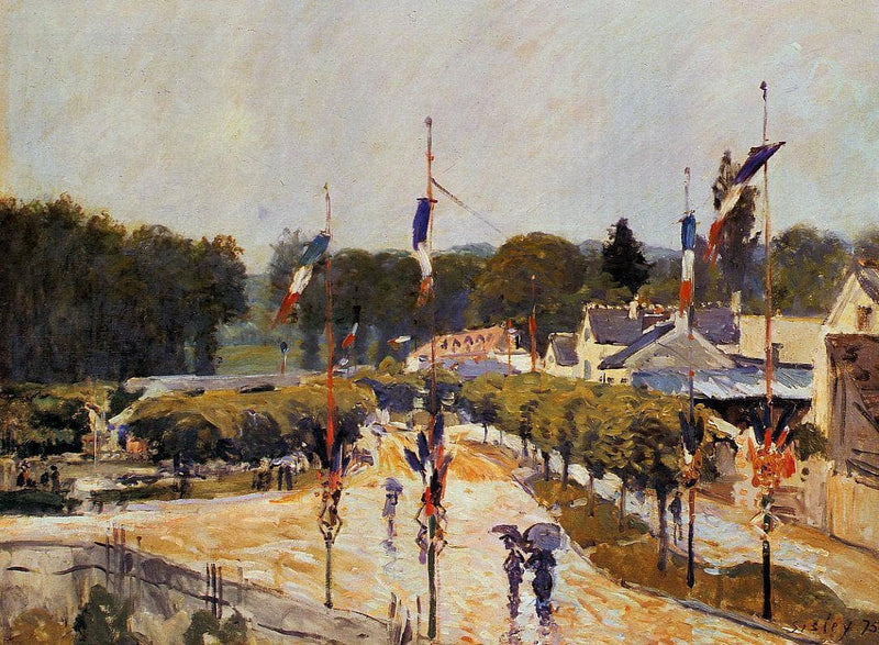 Fete Day at Marly le Roi (The Fourteenth of July at Marly le Roi) by Alfred Sisley — Oil Painting Reproduction