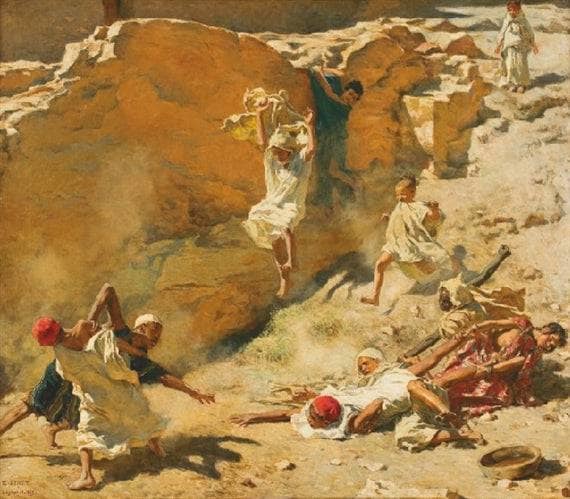 Fight around a Sou by Nasreddine Dinet — Oil Painting Reproduction
