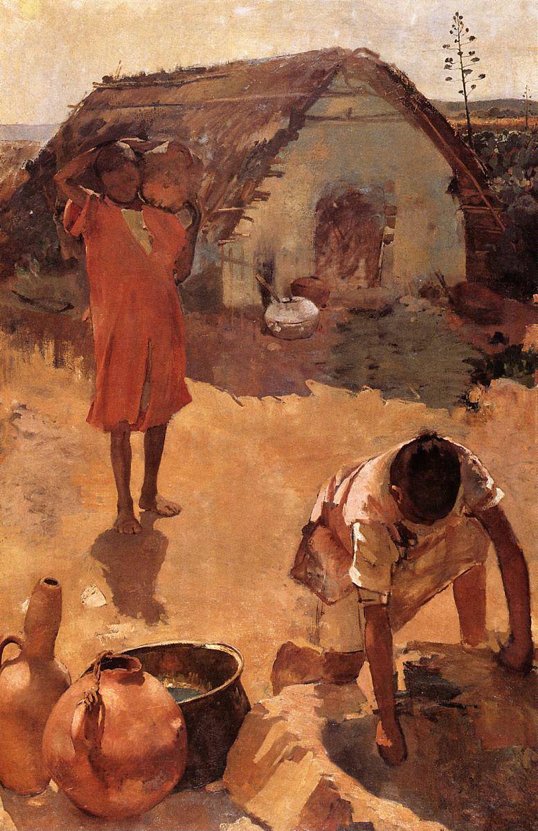 Figures near a Well in Morocco by Theo van Rysselberghe — Oil Painting Reproduction
