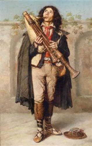 A Young Zampogniero (Bagpipe Player) by Filippo Indoni — Oil Painting Reproduction