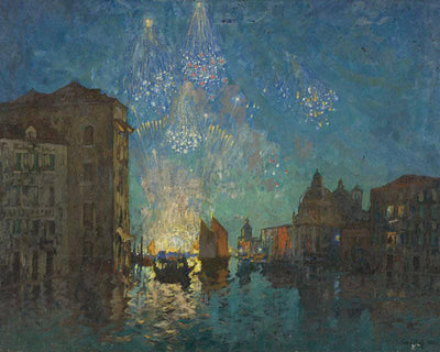 Fireworks in Venice in modern living room