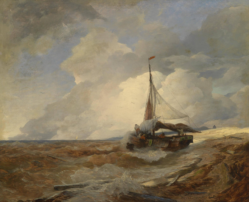 Fischerboot in Seenot by Andreas Achenbach — Oil Painting Reproduction