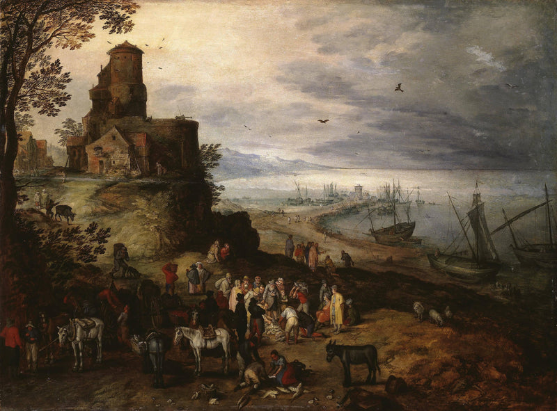 Fish Market (Calling the Apostoles Peter and Andrew) by Jan Brueghel the Elder — Oil Painting Reproduction