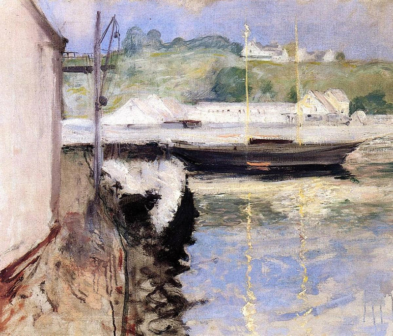 Fish Sheds and Schooner, Gloucester by William Merritt Chase — Oil Painting Reproduction