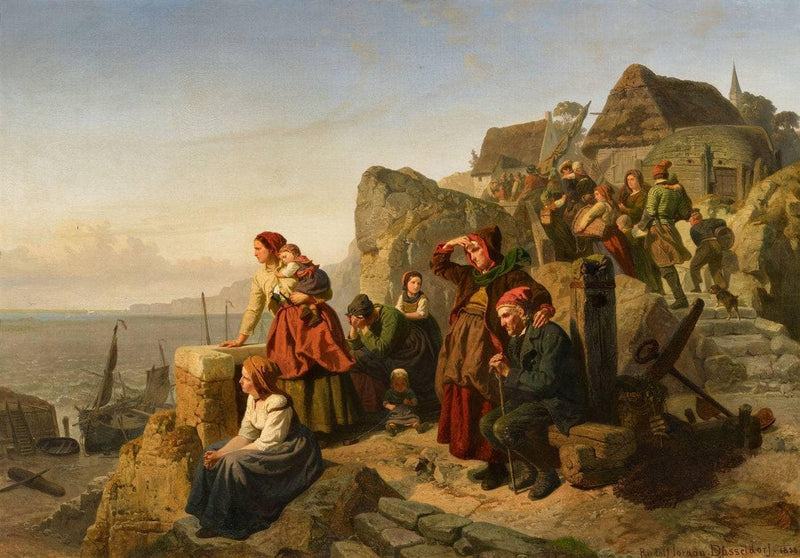 Fisher Families on the Coast by Rudolf Jordan — Oil Painting Reproduction