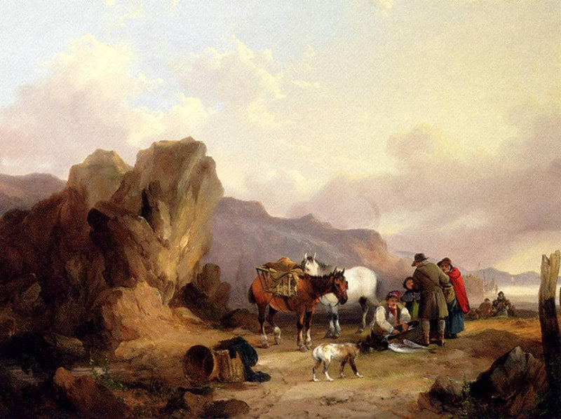 Fisherfolk Sorting The Catch by William Shayer — Oil Painting Reproduction