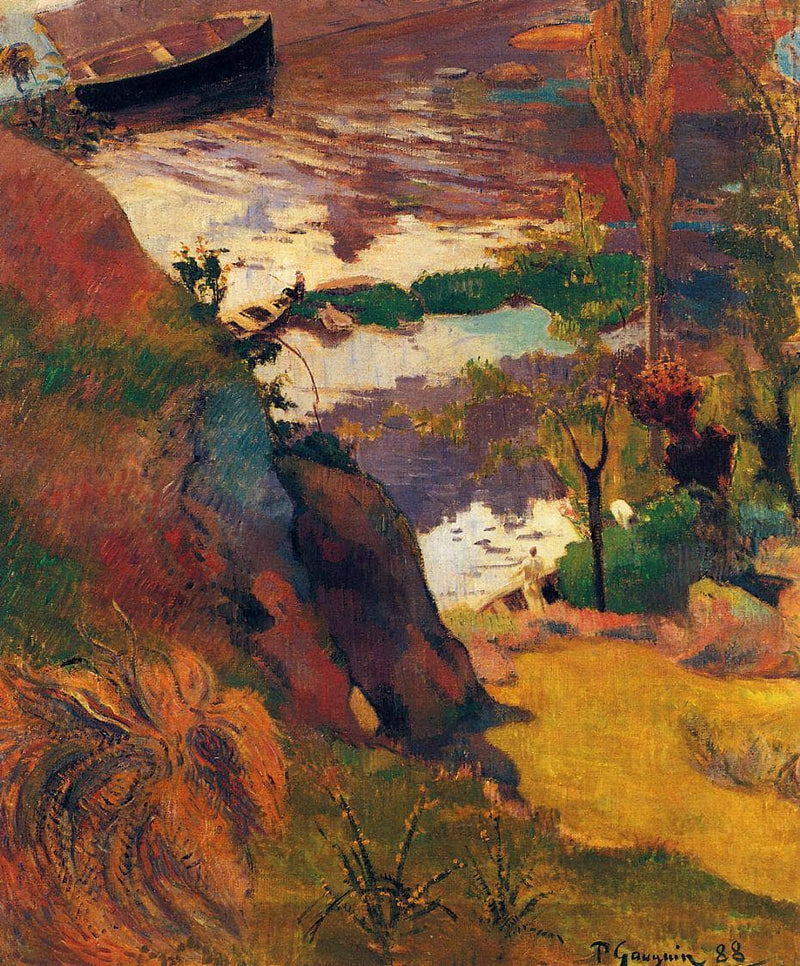 Fisherman and bathers on the Aven by Paul Gauguin — Oil Painting Reproduction