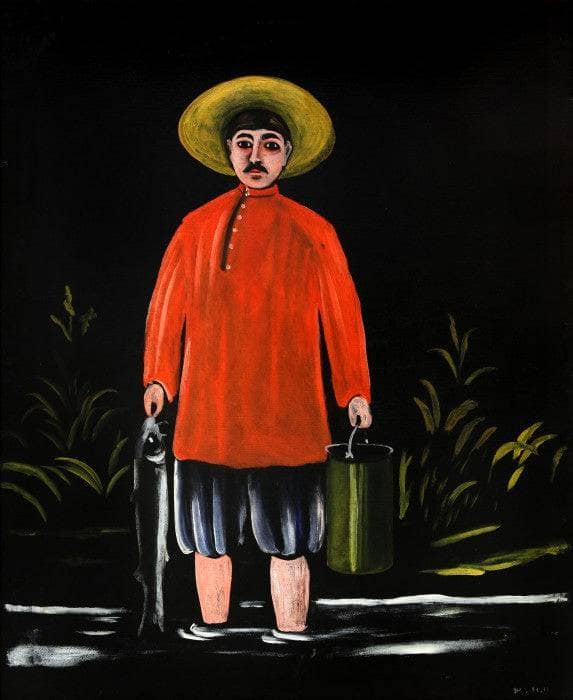 Fisherman in a Red Shirt by Niko Pirosmani — Oil Painting Reproduction