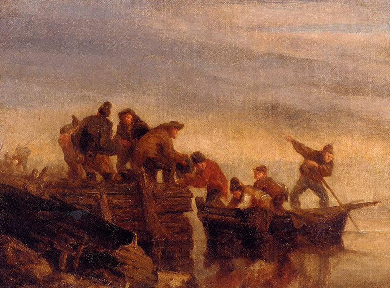 Fishermen by the Water by Eugene Boudin — Oil Painting Reproduction