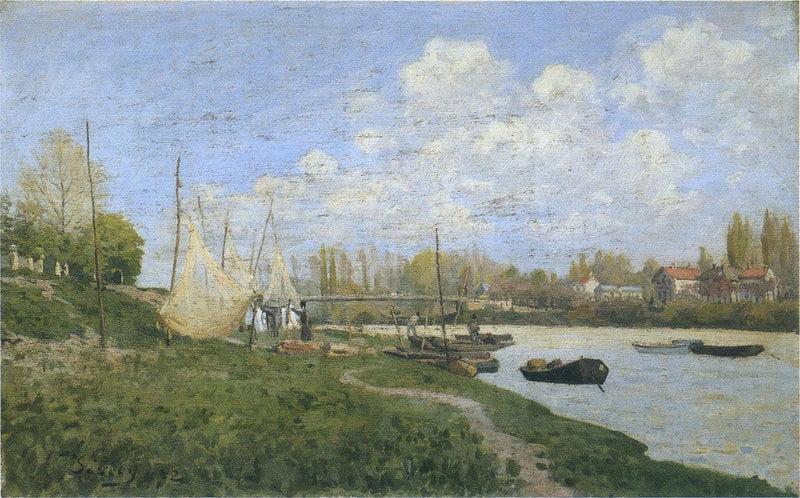 Fishermen mending nets by Alfred Sisley — Oil Painting Reproduction