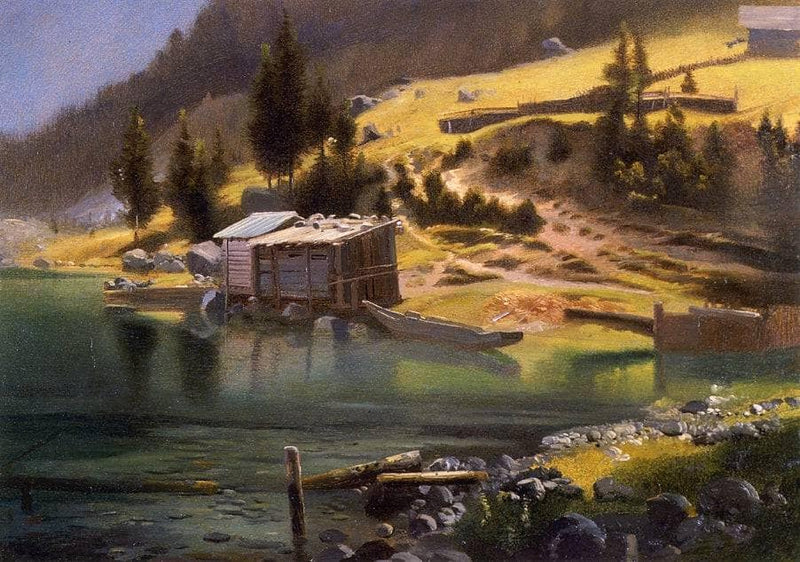 Fishing and Hunting Camp, Loring, Alaska by Albert Bierstadt — Oil Painting Reproduction