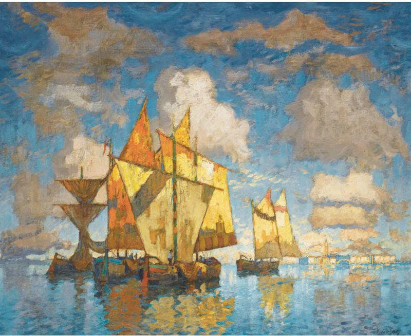 Fishing Boats in the Lagoon, Venice by Konstantin Gorbatov — Oil Painting Reproduction