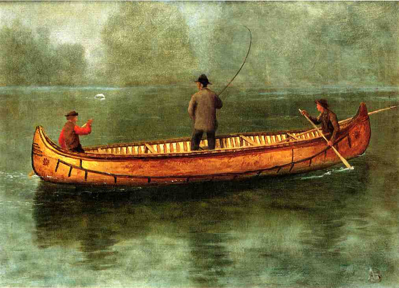 Fishing from a Canoe by Albert Bierstadt — Oil Painting Reproduction