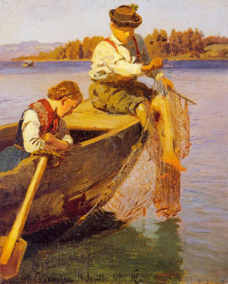 Fiskerbarn Chiemsee by Hans Gude — Oil Painting Reproduction