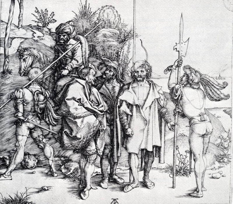 Five Lansquenets And An Oriental On Horseback by Albrecht Durer — Oil Painting Reproduction