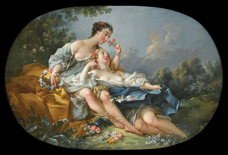 Flore and a follower by Francois Boucher — Oil Painting Reproduction