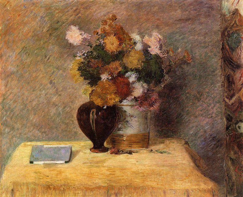 Flowers and Japanese book by Paul Gauguin — Oil Painting Reproduction
