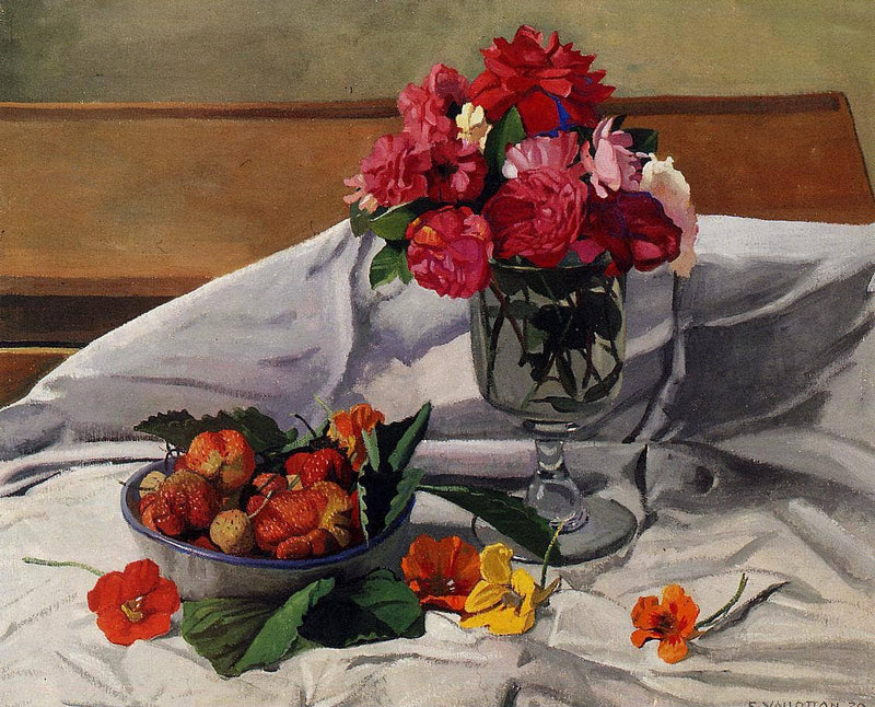 Flowers and Strawberries by Felix Vallotton — Oil Painting Reproduction
