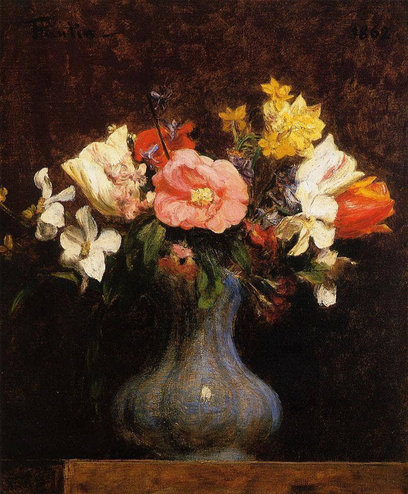 Flowers Camelias and Tulips by Henri Fantin-Latour — Oil Painting Reproduction