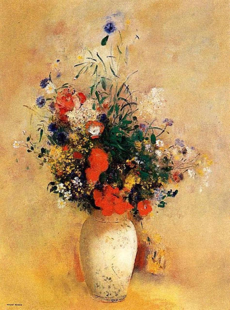 Flowers in a Blue Vase by Odilon Redon — Oil Painting Reproduction