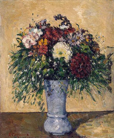 Flowers in a Blue Vase in bedroom