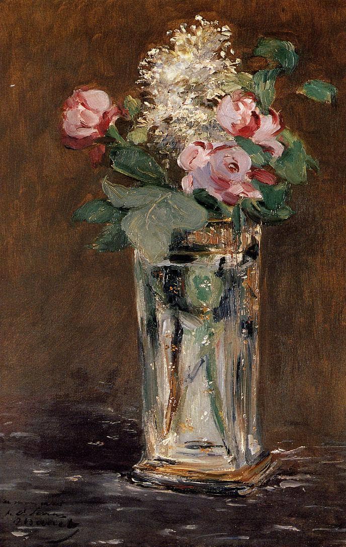 Flowers in a Crystal Vase by Edouard Manet — Oil Painting Reproduction