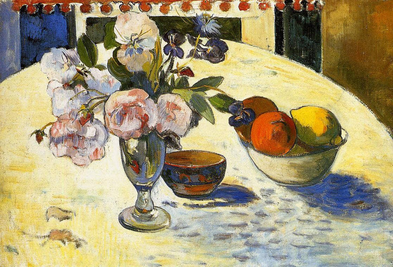 Flowers in a fruit bowl by Paul Gauguin — Oil Painting Reproduction