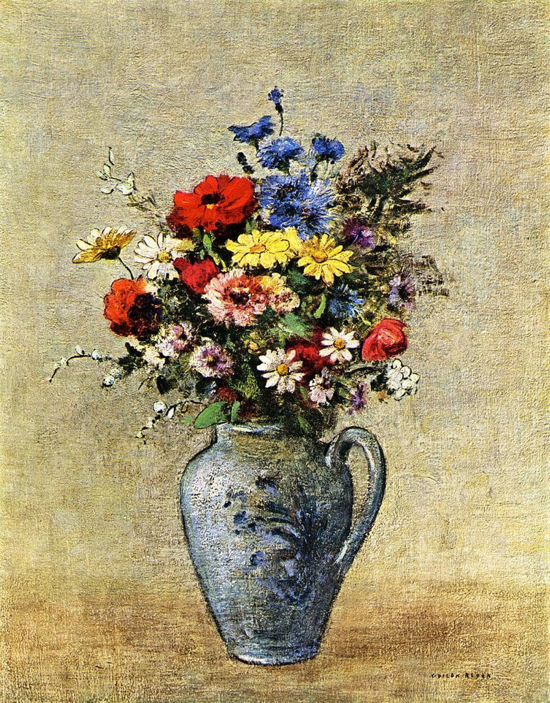 Flowers in a Vase with one Handle by Odilon Redon — Oil Painting Reproduction