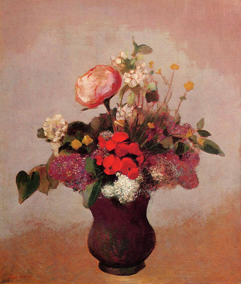 Flowers in aa Brown Vase by Odilon Redon — Oil Painting Reproduction