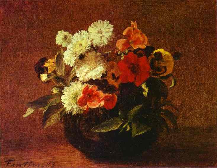 Flowers in an Earthenware Vase by Henri Fantin-Latour — Oil Painting Reproduction