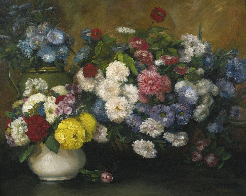 Flowers in three vases by Albert Dubois-Pillet — Oil Painting Reproduction