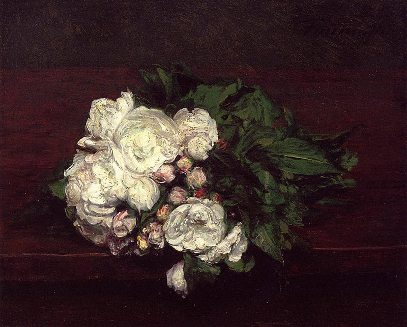 Flowers, White Roses by Henri Fantin-Latour — Oil Painting Reproduction