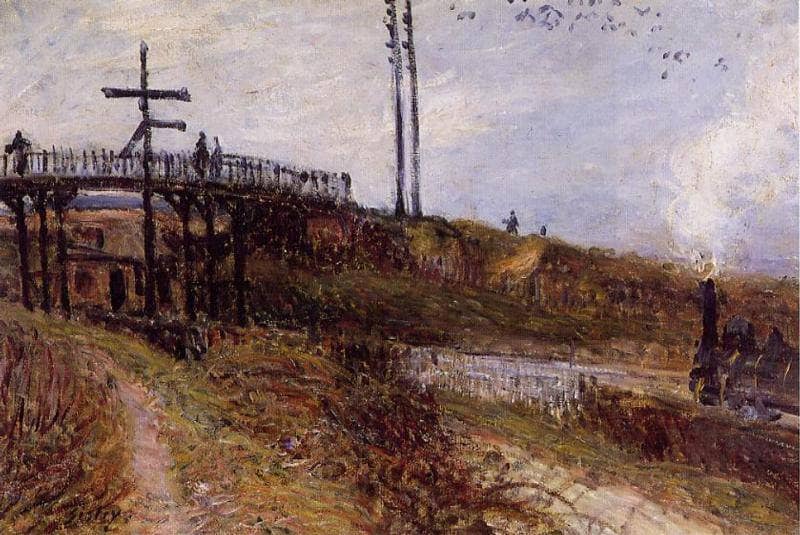 Footbridge over the Railroad at Sevres by Alfred Sisley — Oil Painting Reproduction