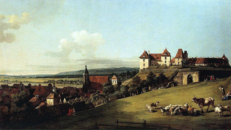 Fortress of Sonnenstein above Pirna by Bernardo Bellotto — Oil Painting Reproduction