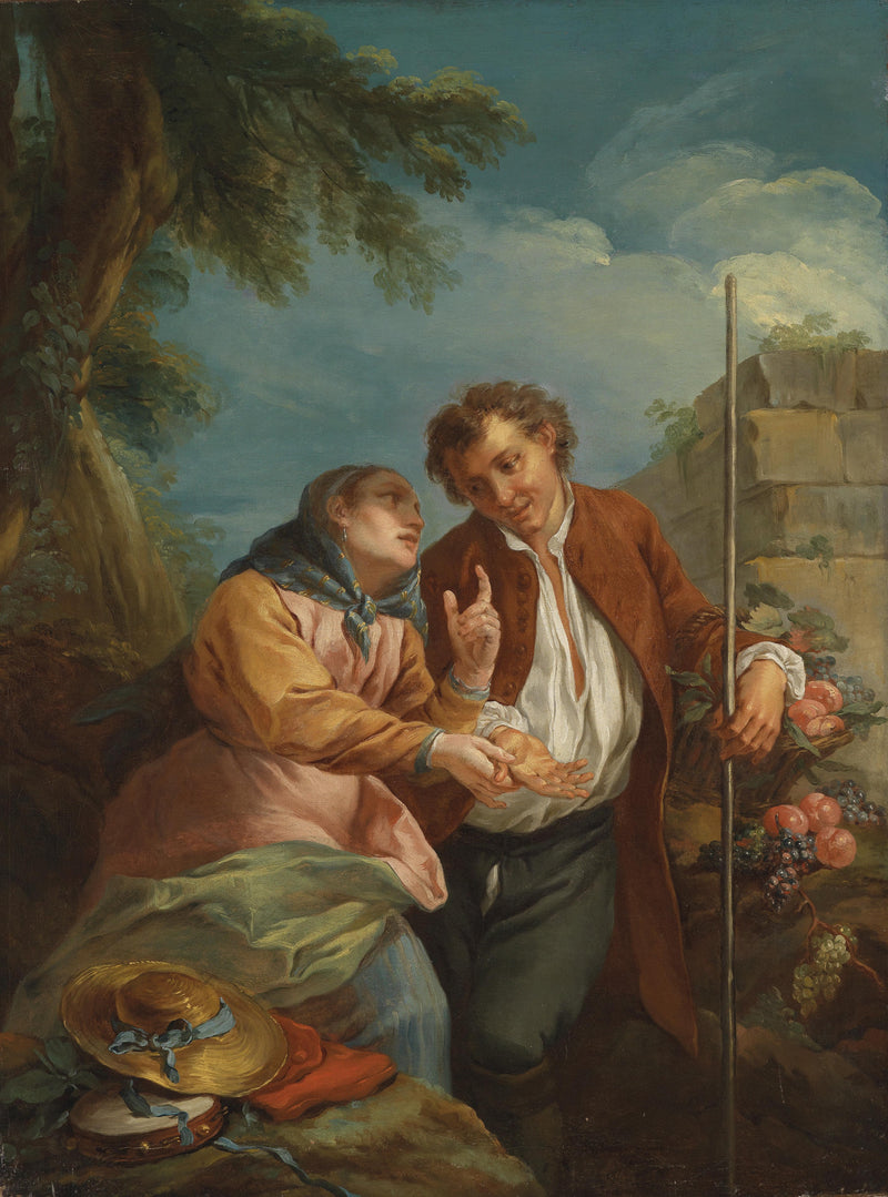 Fortune-teller by Charles-Andre van Loo (Carle van Loo) — Oil Painting Reproduction