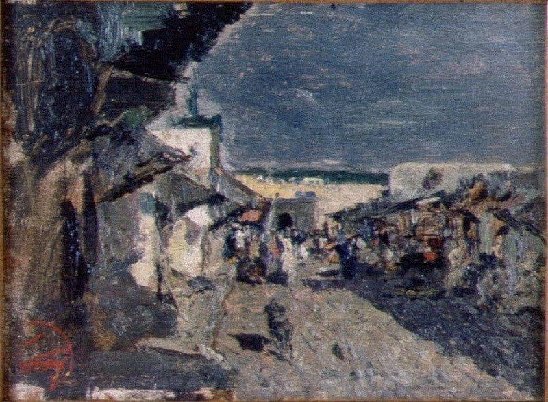 Market And houses by Marià Fortuny — Oil Painting Reproduction