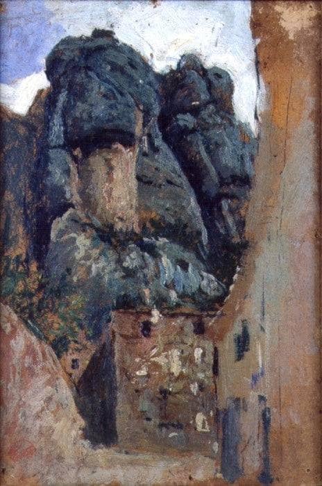 Houses and mountains in Montserrat by Marià Fortuny — Oil Painting Reproduction