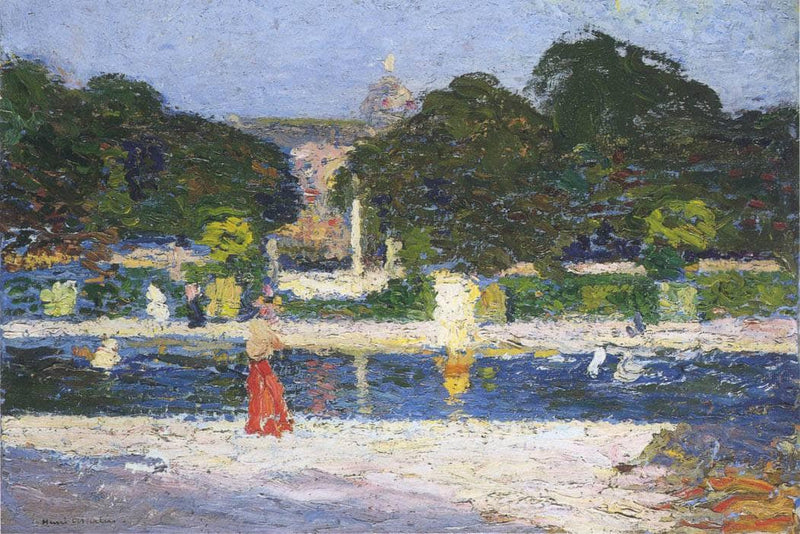 Fountain in the garden at Luxembourg by Henri Martin — Oil Painting Reproduction