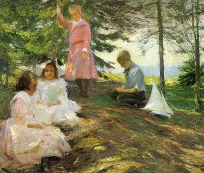 Four Children at North Haven in living room