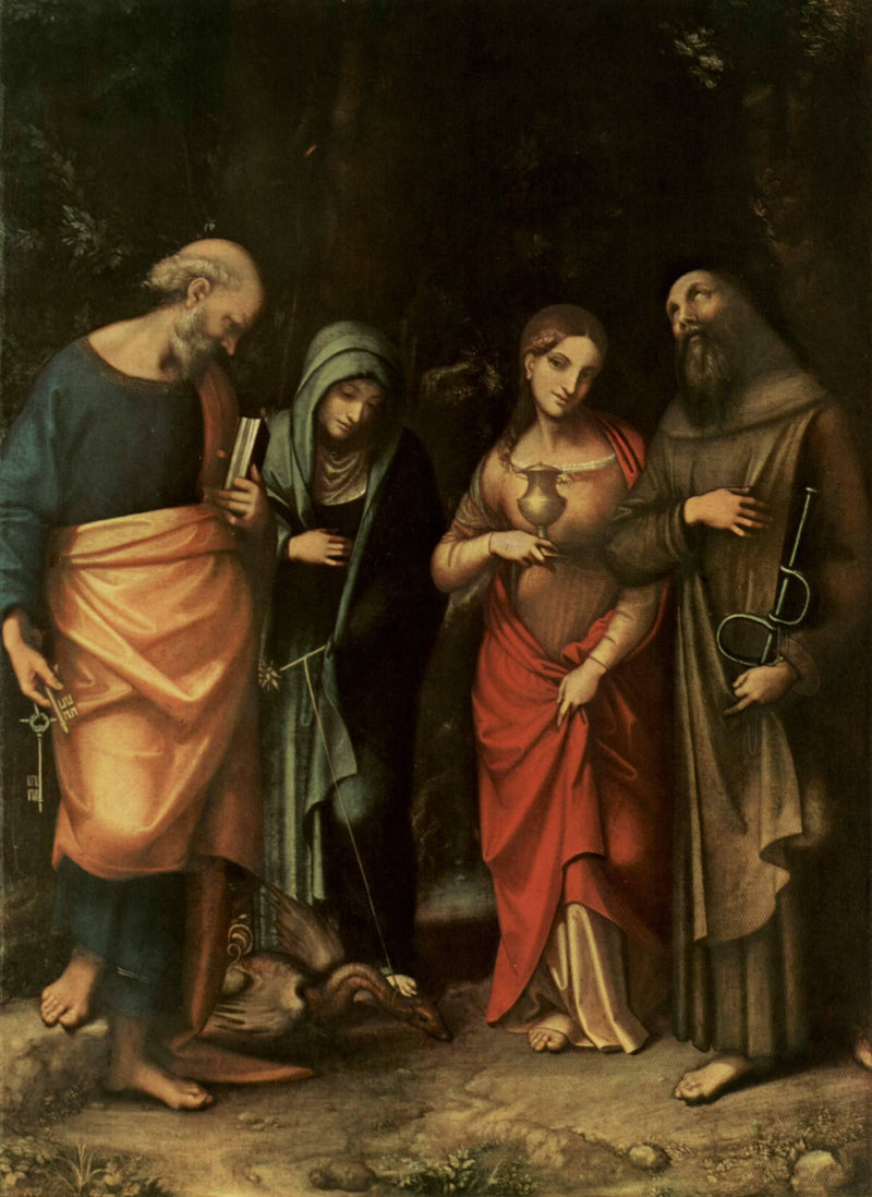 Four Saints (from left St. Peter, St. Martha, St. Mary Magdalene, St. Leonard) by Correggio — Oil Painting Reproduction