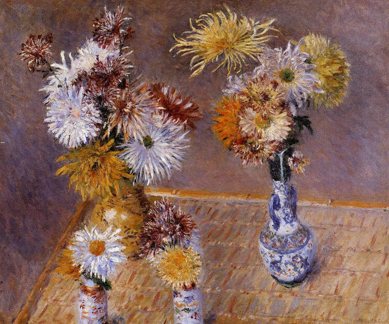 Four Vases of Chrysanthemums by Gustave Caillebotte — Oil Painting Reproduction