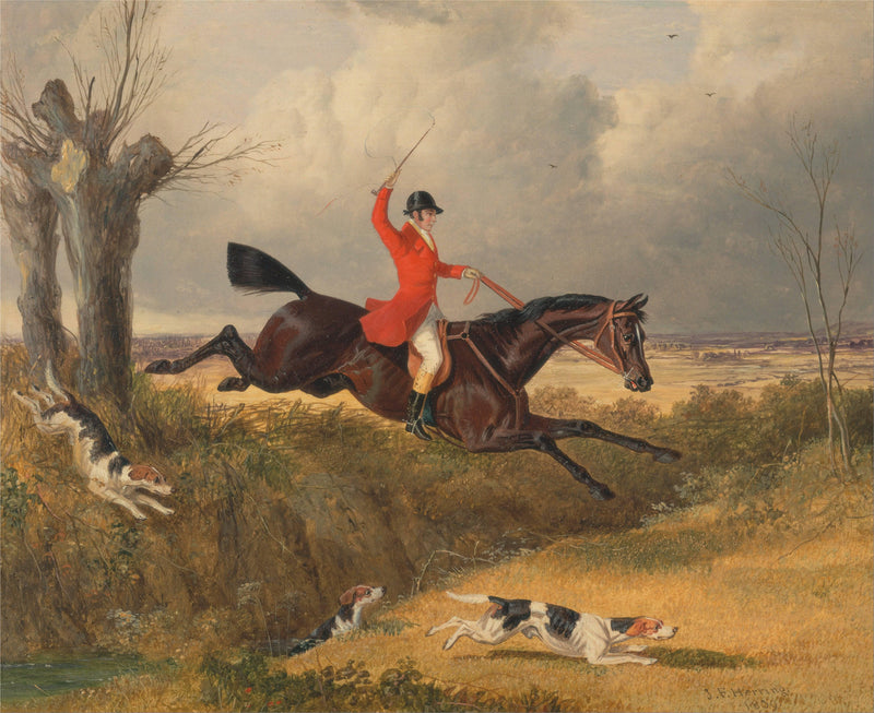 Foxhunting- Clearing a Ditch by John Frederick Herring Sr. — Oil Painting Reproduction