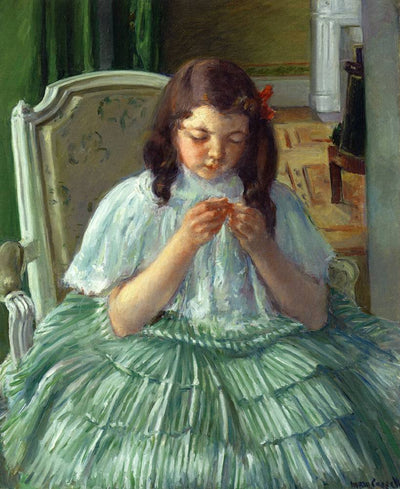 Françoise in Green, Sewing in dining room