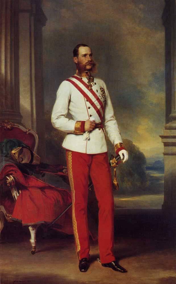 Franz Joseph I, Emperor of Austria wearing the dress uniform of an Austrian Field Marshal with the Great Star of the Military Order of Maria Theresa by Franz Xaver Winterhalter — Oil Painting Reproduction