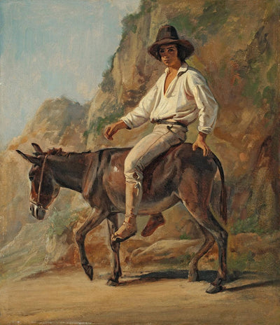 Study of an Italian donkey rider with hat in study