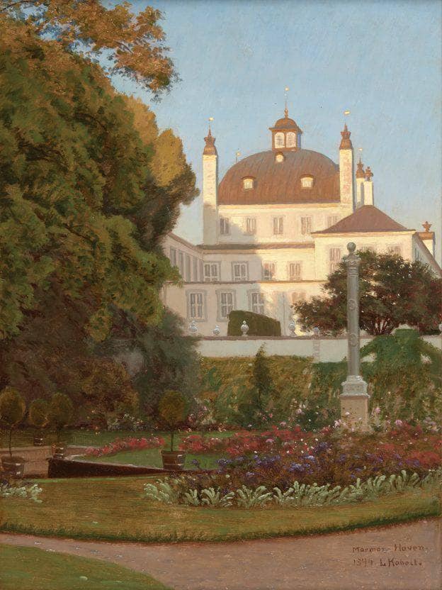 Fredensborg Palace from the Marble Garden by Ludvig Kabell — Oil Painting Reproduction