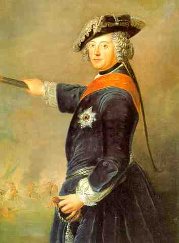Frederick II of Prussia as general in dining room