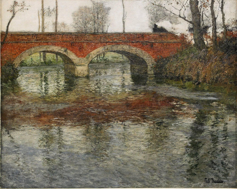 French River Landscape with a Stone Bridge by Frits Thaulow — Oil Painting Reproduction